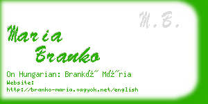 maria branko business card